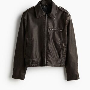 H&M Women's Brown Vegan Leather Jacket